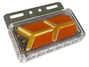 Фонарь габаритный   G7008-24V LED 3.2W, ЖЕЛТЫЙ/БЕЛЫЙ (ПОДСВ КОЛЕС) L=130, H=/100, B=19mm  ПРЯМОУГОЛ
