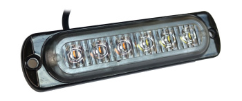 ДХО СТРОБОСКОП 12-24V, 6 LED, W, ЖЕЛТЫЙ/БЕЛЫЙ (110х40х  мм) 15 РЕЖИМОВ