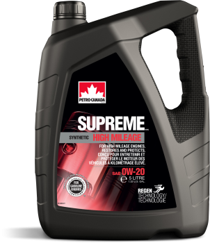 Автомасло PETRO-CANADA SUPREME SYNTHETIC HIGH MILEAGE 0W-20 моторное масло 5,0 л.. API SN PLUS