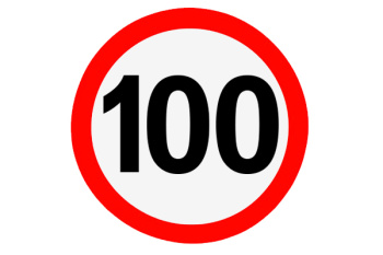 Наклейка  Ограничение скорости 100 км/ч светоотражающая, 170х170мм
